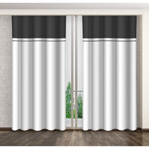 Bílo šedý dekorační závěs se zavěšením kolíčky Délka: 270 cm