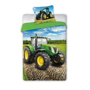 Barevné dětské ložní povlečení s motivem traktor 2 části: 1ks 140 cmx200 + 1ks 70 cmx80