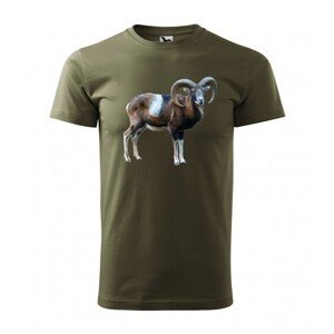 Bavlněné pánské tričko s potiskem muflona military 4XL