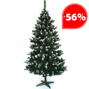 Luxusní vánoční stromeček s bílými konci a šiškami 150 cm