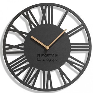 Jednoduché antracitové nástěnné hodiny v dřevěném designu 30 cm