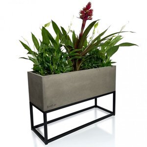 Krásný kovový květináč v šedé barvě s hladkým povrchem LOFT FIORINO 62X22X40 cm