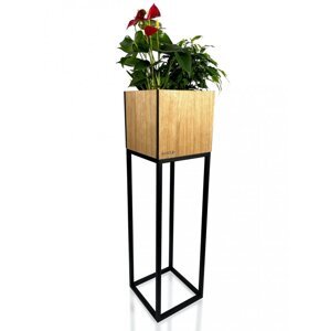 Luxusní vysoký květináč z přírodního dubu z kolekce LOFT FIORINO 22X22X80 cm