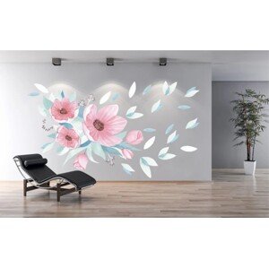 Nálepka na zeď do interiéru kytice růžových květů 100 x 200 cm