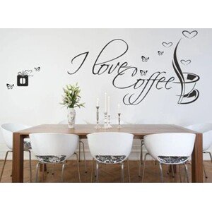 Nálepka na zeď s textem I LOVE COFFEE 50 x 100 cm