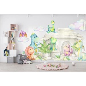 Samolepka na zeď pro děti kreslený svět dinosaurů 100 x 200 cm