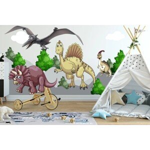 Nálepka na zeď pro děti dinosauři v přírodě 50 x 100 cm