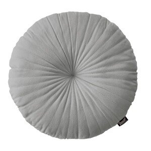 Světle šedý kulatý sametový dekorativní polštář 45 cm