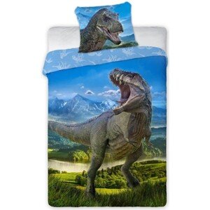 Bavlněné oboustranné ložní povlečení s dinosaurem 2 části: 1ks 140 cmx200 + povlak 70 cmx90