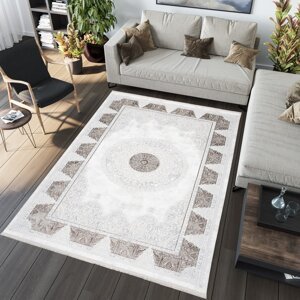 Jemný vintage koberec s hnědými ornamenty Šířka: 80 cm | Délka: 150 cm
