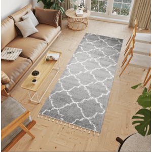 Hustý šedý vzorovaný běhoun Šířka: 100 cm | Délka: 250 cm