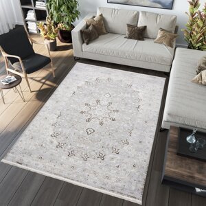 Světlý bílo-šedý vintage designový koberec se vzory Šířka: 80 cm | Délka: 150 cm