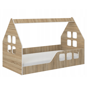 Dětská postel Montessori domeček 160 x 80 cm v provedení dub sonoma pravý
