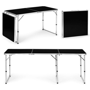Skládací cateringový stůl 180 x 60 cm černý 3dílný