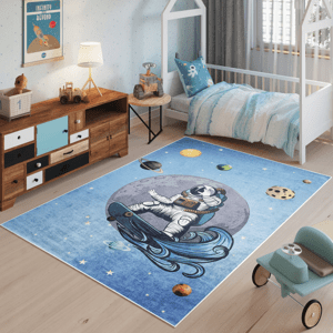 Dětský koberec modrý s astronautem Šířka: 80 cm | Délka: 150 cm