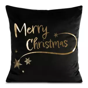 Černý sametový vánoční přehoz MERRY CHRISTMAS Šířka: 45 cm | Délka: 45 cm