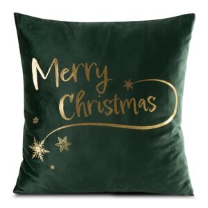 Zelený sametový vánoční přehoz MERRY CHRISTMAS Šířka: 45 cm | Délka: 45 cm