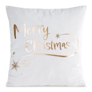 Bílý sametový vánoční přehoz MERRY CHRISTMAS Šířka: 45 cm | Délka: 45 cm