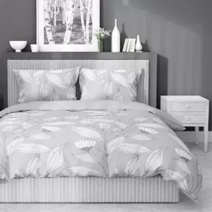 Bavlněné povlečení s jemným přírodním vzorem šedé 3 díly: 1ks 160x200 + 2ks 70x80