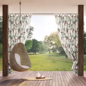 Venkovní voděodolný závěs na altán - bílý s motivem barevných listů Šířka: 155 cm | Délka: 240 cm