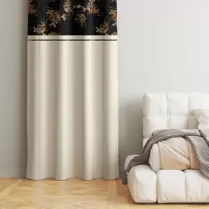 Dekorativní závěs v krémové barvě s jemným květinovým vzorem nahoře Šířka: 160 cm | Délka: 250 cm