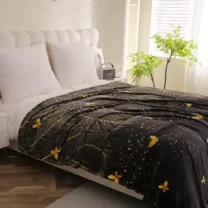 Černá deka z mikrovlákna s jemným vzorem Šířka: 160 cm | Délka: 210 cm