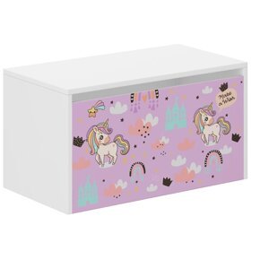 Dětský úložný box s motivem růžového jednorožce – 40 × 40 × 69 cm