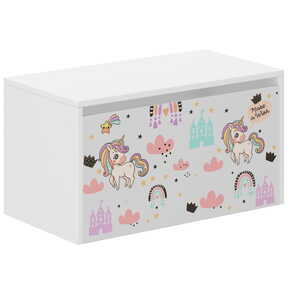 Dětský úložný box s motivem duhového jednorožce – 40 × 40 × 69 cm