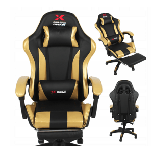 Herní židle Xgaming s podnožkou - černá a zlatá
