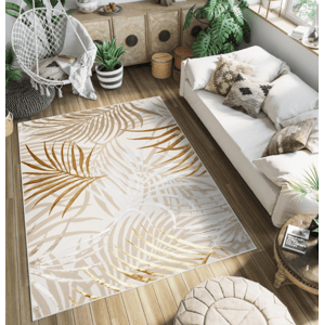 Designový koberec s exotickými listy v béžové GOLDEN Šířka: 80 cm | Délka: 150 cm