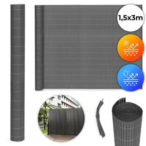Oboustranná antracitová PVC zástěna na balkony, ploty a terasy Šířka: 1,5 m | Délka: 3 m