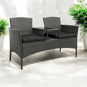Zahradní ratanová sada NM-03 - šedá + šedé polštáře