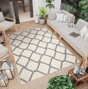 Krémově šedý koberec CANSAS s 3D efektem a geometrickým vzorem Šířka: 80 cm | Délka: 200 cm