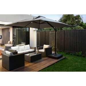 Stylový šedý slunečník MINI ROMA 2,5 × 2,5 m