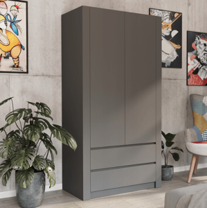 Moderní dvoudveřová šatní skříň MODERN B20 180 x 90 x 55 cm - různé barevné varianty antracit