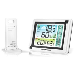 Bílá bezdrátová meteorologická stanice s LCD displejem BD-900