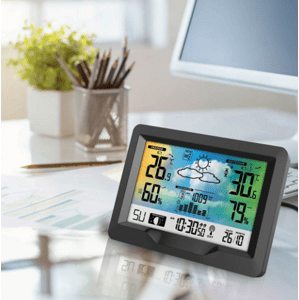 Černá bezdrátová meteorologická stanice s LCD displejem BD-901