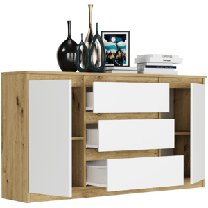 Prostorná komoda R-140-S3 - různé barevné varianty artisan mix biela