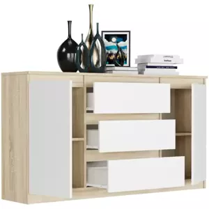 Prostorná komoda R-140-S3 - různé barevné varianty sonoma mix biela