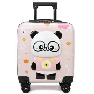 Dětský cestovní kufr na kolečkách s teleskopickou rukojetí - PINK PANDA