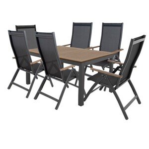 Doppler EXPERT WOOD Plus - zahradní hliníková sedací souprava 6+1