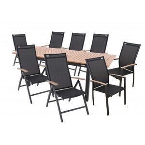 Hliníková sedací souprava 6+2+1 Doppler EXPERT WOOD antracit