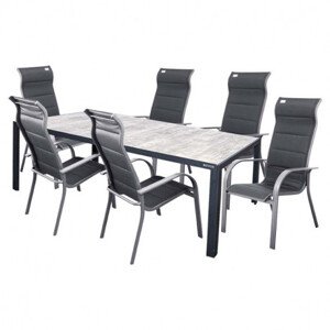 Elegantní hliníková sedací souprava šedá 6+1 Doppler BERGAMO MIAMI