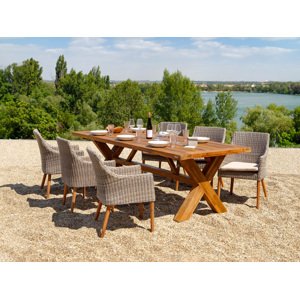 Norwick teak Faro grey-wash stolní sestava