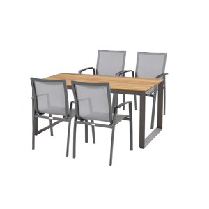 Heritage teak Torino jídelní souprava antracitová 1+4