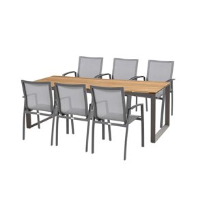 Heritage teak Torino jídelní souprava antracitová 1+6