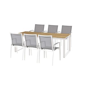 Heritage teak Torino jídelní souprava bílá 1+6